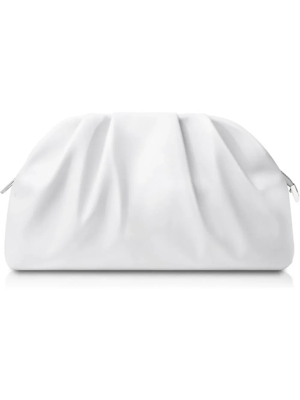 Women's White Soft Pleated Pu Clutch Purse Elegant Evening Wedding Bag